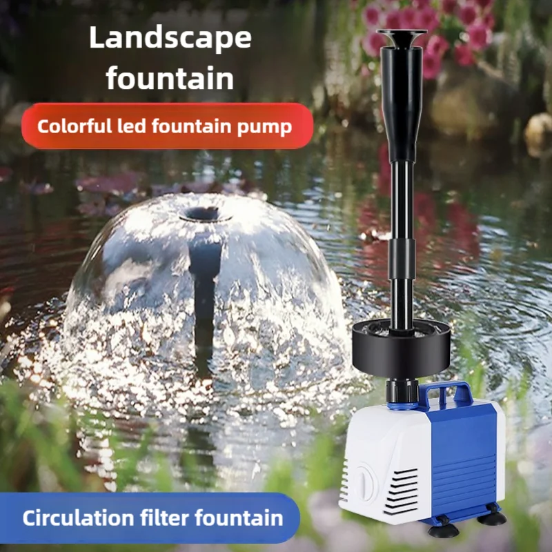 Marine Aquarium Water - 110V 220V 魚の池噴水ポンプ小型 LED ランプ噴水水ポンプ水槽風景循環フィルターポンプ酸素増加
