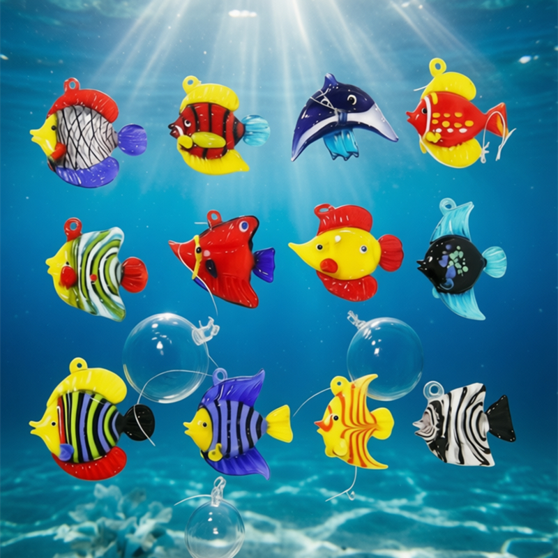 Marine Aquarium & Regional Centre Reviews - 水槽飾り 浮かぶガラス製海洋生物ペンダントオーナメント 可愛いミニタコ クラウムフィッシュ ボート船 バブルフィッシュ