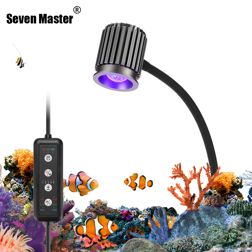 Marine Aquarium Uv Light - LED水槽ライト フルスペクトル リーフコーラルランプ UV調光タイマー 24時間稼働モード 魚タンククランプライト