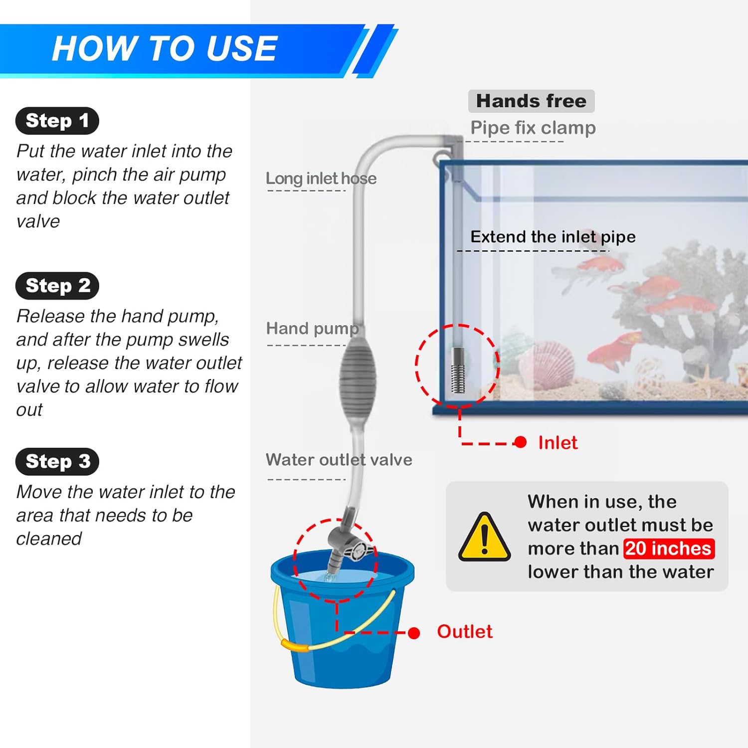 大型水槽水族館サイフォン真空砂利/砂洗浄と水交換クリーニング - Marine Aquarium Kit のレビューと価格